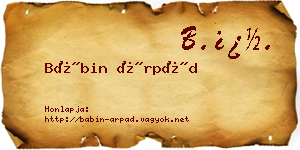 Bábin Árpád névjegykártya